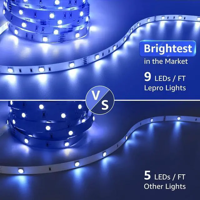 Alt view image 3 of 7 - RGB LED Strip Lights Christmas Decor 16.4ft Flexible LED Light Strip 5050 SMD LED Color Changing Rope Light with Remote Controller and 24V Power Supply for TV Backlight Home Bedroom Bar