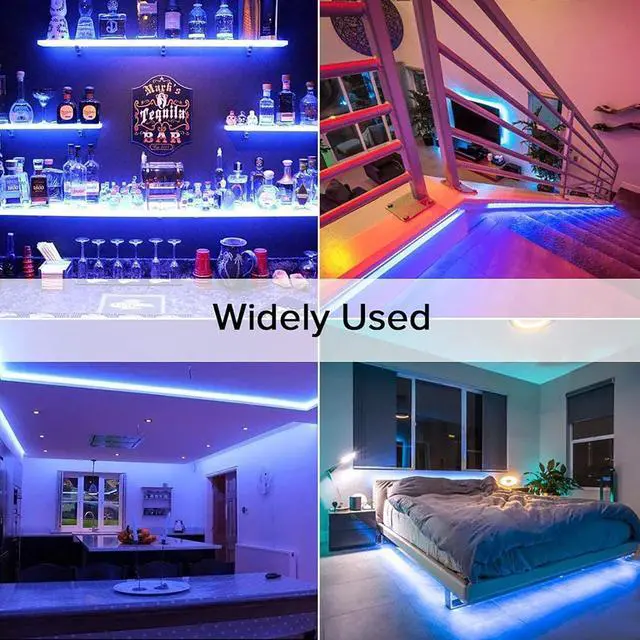 Alt view image 6 of 7 - 12V 5M/16.4ft LED Strip Light Blue 600LEDs Flexible SMD2835 High Brightness No-Waterproof IP20 LED Tape Lights for Bedroom Christmas Party etc(No Power Supply)