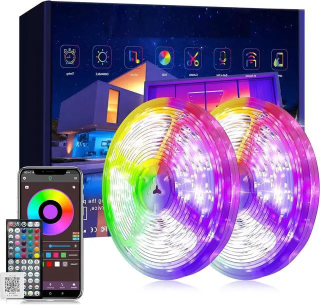 Main image of Led Lights for Bedroom 200 ft (2 Rolls of 100 ft) Ultra Long Smart Led Strip Lights with App Remote Control RGB Music Sync Color Changing Lights for Bedroom Kitchen Party Home Decoration