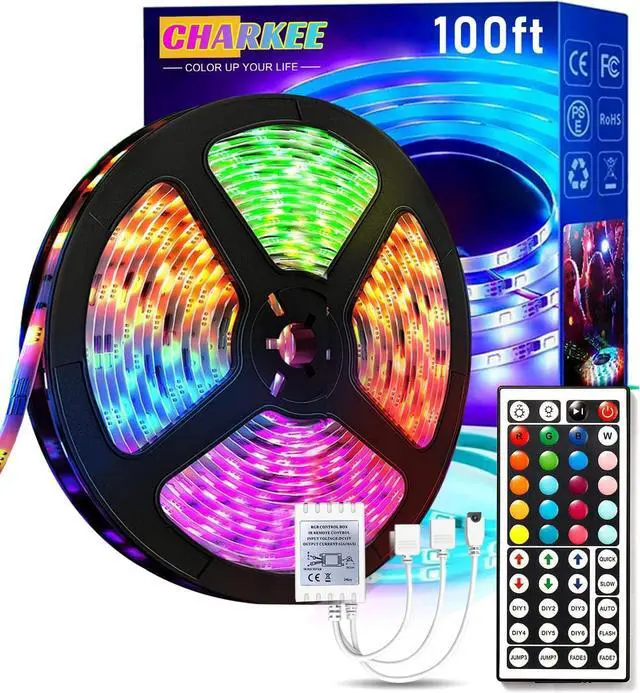 Main image of LED Lights for Bedroom 100 ft Color Changing LED Strip Lights with 44-Key Remote 24 Volt RGB SMD2835 Tape Lights for Bedroom Room Decor Indoor IG TikTok DIY(44key Remote)