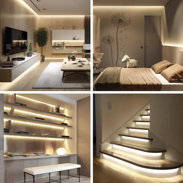 Alt view image 5 of 7 - COB LED Strip Lights 100ft 3000K DC 24V Dimmable Warm White Flexible LED Lights Strip for Bedroom with Remote and app Control LED Rope Lights for Living Room Shelf Cabine Bed