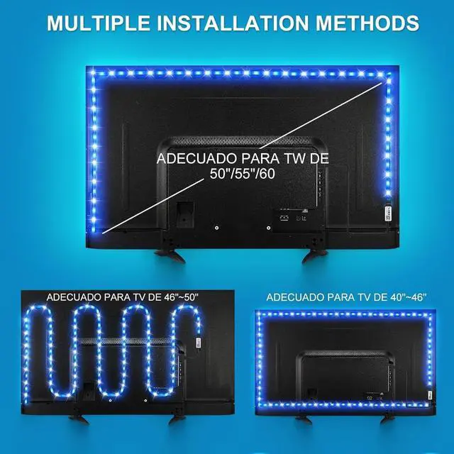 Alt view image 7 of 7 - Smart LED Lights for TV Strip 6.56ft RGB LED Lights for 32-40 Inch TVs Music Sync Bluetooth App & Remote Control USB-Powered for Gaming Bedroom Home Theater