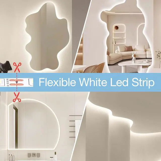 Alt view image 7 of 7 - 20ft White LED Strip Lights Upgraded 6500K Dimmable Tape Lights with Remote and Plug 12V 360 LEDs Flexible Sticky Cuttable Led Light Strips for Bedroom Ceiling Kitchen Under Cabinet Lighting