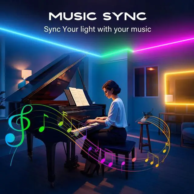 Alt view image 5 of 7 - 25ft LED Strip Lights USB-Powered Color Changing RGB LED Strip Lights for Bedroom/TV Backlight/Gaming Lighting Music Sync SMD 5050 Flexible LED Lights with Remote/APP Control