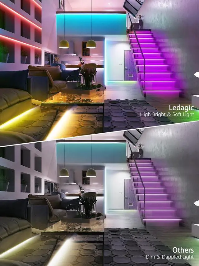 Alt view image 2 of 6 - Led Lights for Bedroom 32.8FT 300Leds RGB Led Strip Lights Music Sync Color Changing Dimmable Led Light Strip with Remote App Control Super Bright Led Tape Light Room Home Gaming Accessories