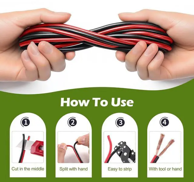 Alt view image 3 of 7 - 16 Gauge Wire 100FT, 16/2 AWG Red Black Hookup Electrical Wire LED Strips Extension Cord 12V/24V DC Cable, 16AWG 2 Conductors Flexible Wire for in-Home, Autos, Schools use