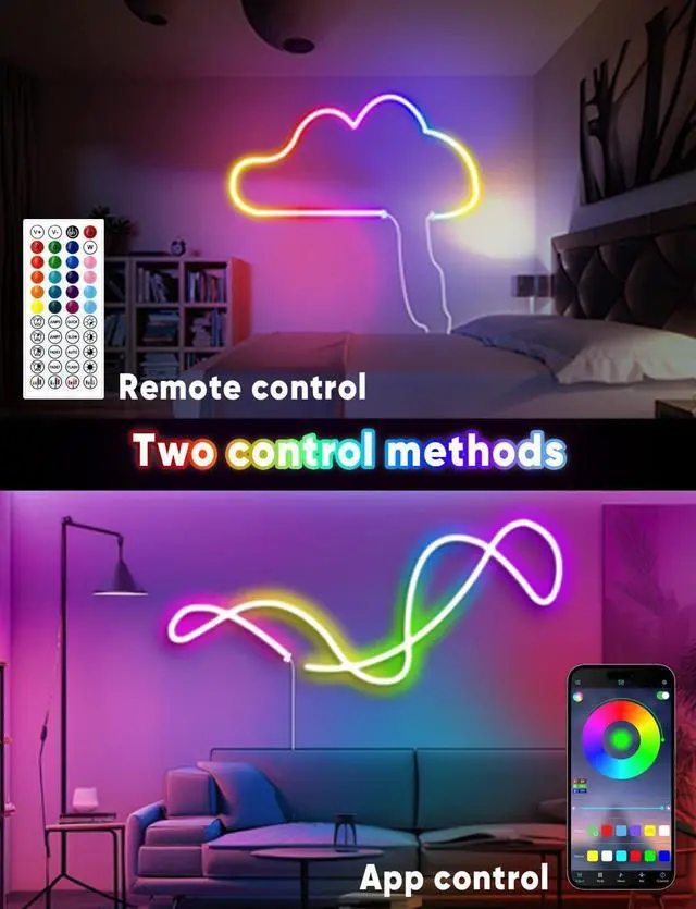 Alt view image 3 of 7 - 32.8ft Rope Lights 10m Led Strip Lights Remote APP Control IP67 Outdoor Neon Lights Music Sync Led Rope Lights DIY Mode Neon Flex Strip Lights for Bedroom Indoors Outdoors Decor