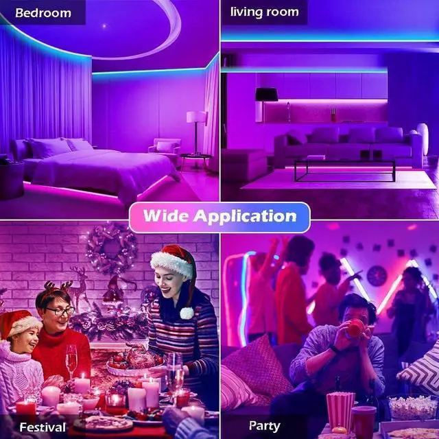Alt view image 7 of 7 - Led Strip Lights Kit 65.6ft 5050 SMD RGB Flexible LED Tape Lights with DC24V UL Power Supply RF Remote Controller for Under Cabinet Lighting Bedroom Living Room