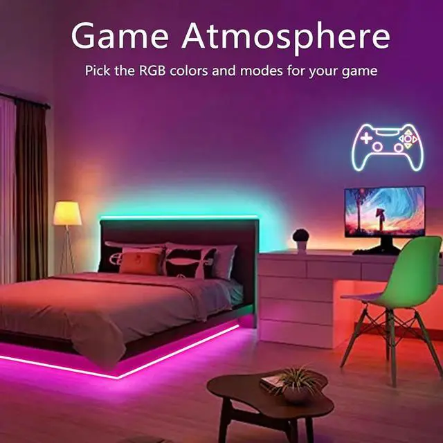 Alt view image 3 of 6 - 16.4FT Neon Rope Lights Flexible Led Rope Light Control with App/Remote Multiple Modes Music Sync IP65 Outdoor RGB Led Strip Lights Waterproof