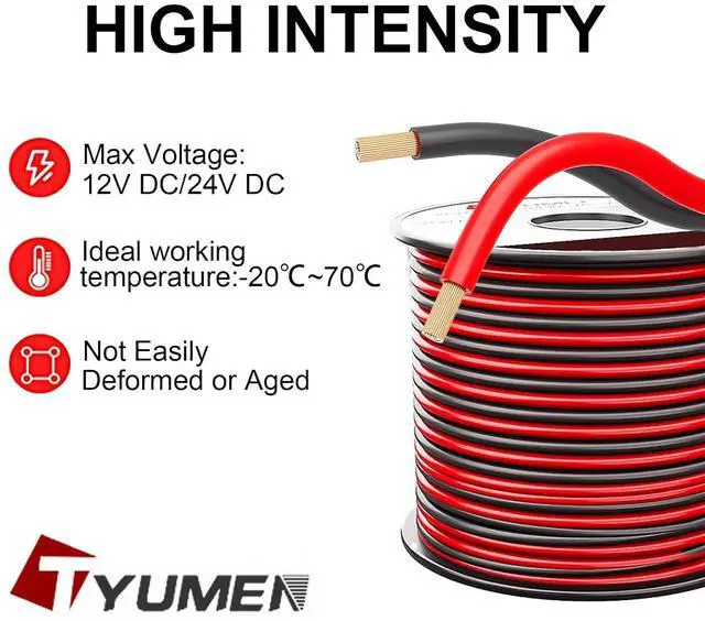 Alt view image 6 of 7 - 18 Gauge Wire 100FT 18/2 AWG Red Black Hookup Electrical Wire LED Strips Extension Cord 12V/24V DC Cable 18AWG 2 Conductors Flexible Wire for LED Ribbon Lamp Tape Lighting