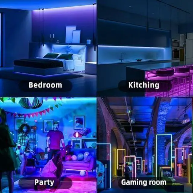 Alt view image 4 of 6 - Led Lights for Bedroom 32.8FT 300Leds RGB Led Strip Lights Music Sync Color Changing Dimmable Led Light Strip with Remote App Control Super Bright Led Tape Light Room Home Gaming Accessories