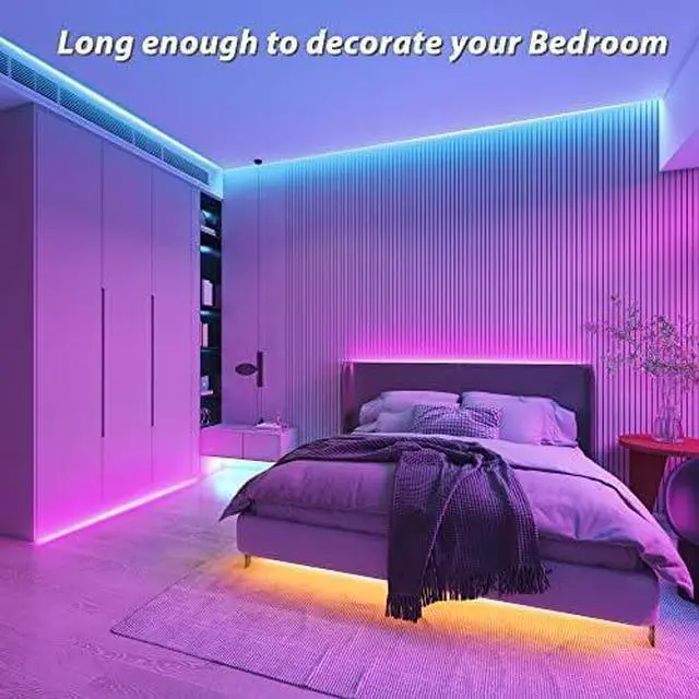 Alt view image 5 of 6 - Led Lights for Bedroom 32.8FT 300Leds RGB Led Strip Lights Music Sync Color Changing Dimmable Led Light Strip with Remote App Control Super Bright Led Tape Light Room Home Gaming Accessories