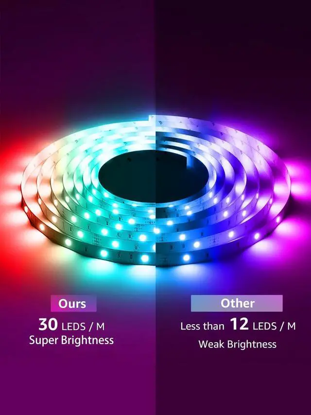 Alt view image 3 of 6 - Led Lights for Bedroom 32.8FT 300Leds RGB Led Strip Lights Music Sync Color Changing Dimmable Led Light Strip with Remote App Control Super Bright Led Tape Light Room Home Gaming Accessories