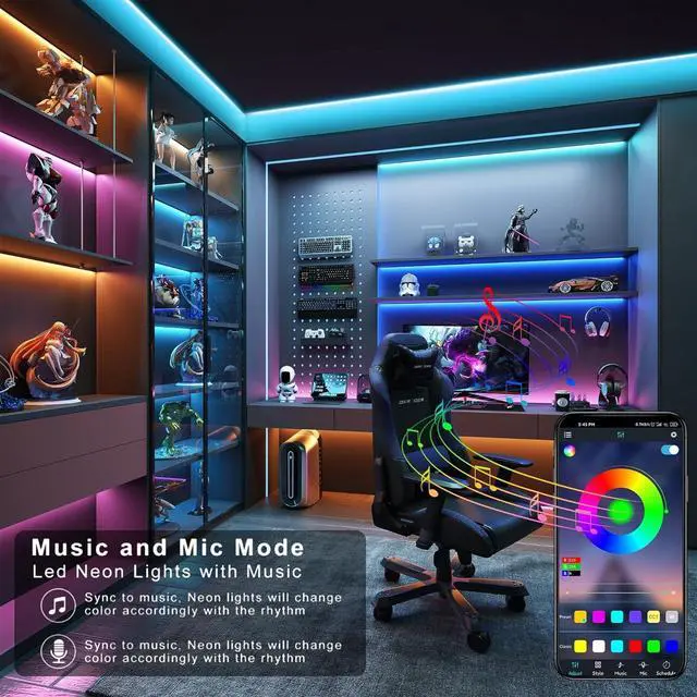Alt view image 2 of 6 - Led Lights for Bedroom 200FT (2 * 100FT) Color Changing RGB Led Strip Lights with Music Sync Remote and App Control Led Light Strip Indoor Led Lights for Room Home Decor