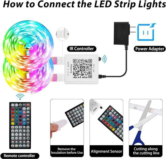 Alt view image 4 of 6 - Led Lights for Bedroom 200FT (2 * 100FT) Color Changing RGB Led Strip Lights with Music Sync Remote and App Control Led Light Strip Indoor Led Lights for Room Home Decor