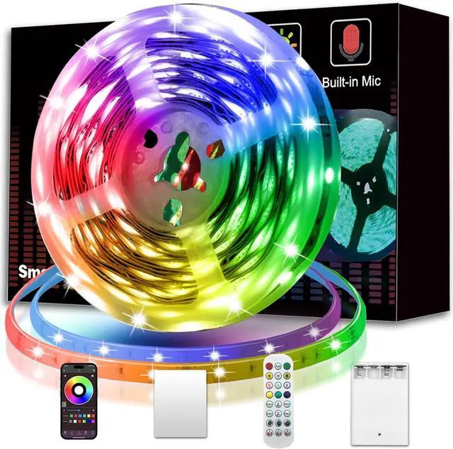 Main image of Powered Led Strip Lights 20ft one Sets of Strip Light with 4 AA Battery Box/USB RGB LED Light Remote and APP Control