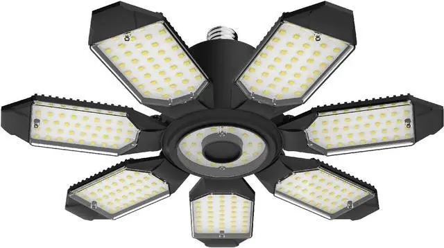 Alt view image 4 of 7 - 2 Pack LED Garage Lights 150W Deformable Best Ceiling Shop Lights 15000LM LED Light 6500K Garage Lighting with 6+1 Adjustable Panels Bulb for Basement
