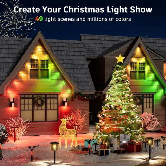 Alt view image 3 of 7 - XMCOSY+ Smart Outdoor String Lights - 64ft RGBCWIC Patio Lights with 24 Color Changing Bulbs, LED String Light for Outside Backyard Bistro Party, APP WiFi Control, Work with Alexa, IP65 Waterproof