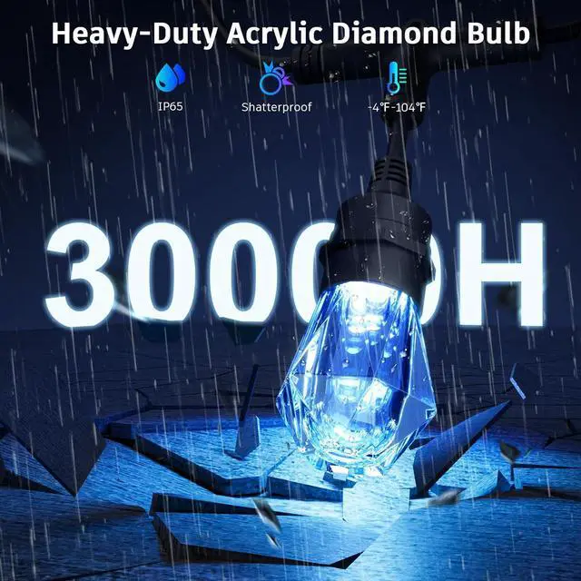 Alt view image 6 of 7 - XMCOSY+ Smart Outdoor String Lights - 64ft RGBCWIC Patio Lights with 24 Color Changing Bulbs, LED String Light for Outside Backyard Bistro Party, APP WiFi Control, Work with Alexa, IP65 Waterproof