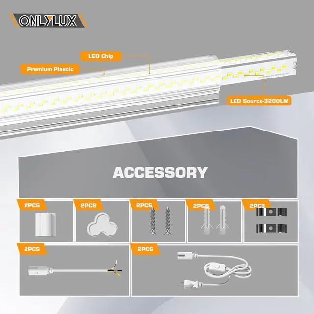 Alt view image 3 of 6 - LED Shop Lights LED Tube Light 25W 6000K Garage Lighting Super Bright Under Cabinet Lighting Linkable with Plug Shop Lights for Garage Workbench Workshop Basement (2 Pack)