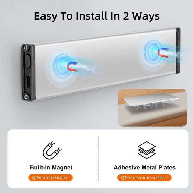 Alt view image 5 of 7 - Under Cabinet Lighting Equipped with Motion Sensor Rechargeable Battery Operated3-Level Adjustable Brightness 3 Pack Magnetic Under Counter Lights for Kitchen Closet Pantry 7.8