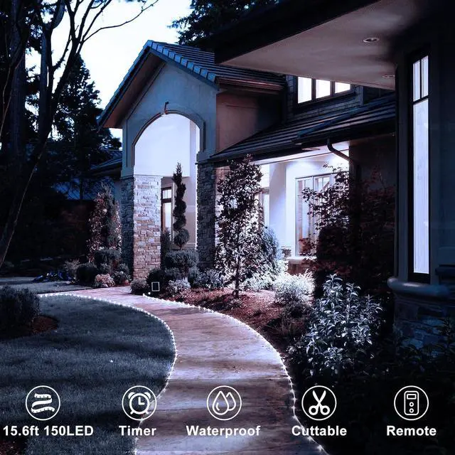 Alt view image 3 of 7 - 150 LED Strip Lights Battery Operated 16.4Ft Waterproof Strip Lights | Cuttable Battery Strip Lights with Remote Timer Dimmable for Indoor Outdoor Bedroom Cabinet Boat Decor Cool White
