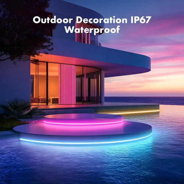 Alt view image 6 of 7 - Neon Rope Lights 16.4FT RGB LED Strip Lights App Control Music Syncing IR Remote Control Outdoor IP67 Waterproof Softer Material Design for Bedroom Living Gaming Party Decoration