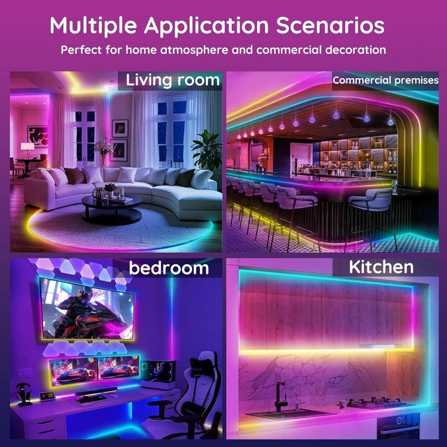 Alt view image 3 of 7 - 200Ft Led Rope Lights Flexible Neon Lights Control with App/Remote Multiple Modes IP65 Outdoor RGB Waterproof Music Sync Gaming Light Strip for Bedroom Decor (200FT)