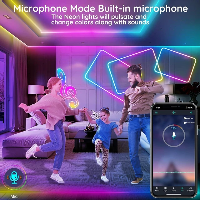 Alt view image 4 of 7 - 200Ft Led Rope Lights Flexible Neon Lights Control with App/Remote Multiple Modes IP65 Outdoor RGB Waterproof Music Sync Gaming Light Strip for Bedroom Decor (200FT)
