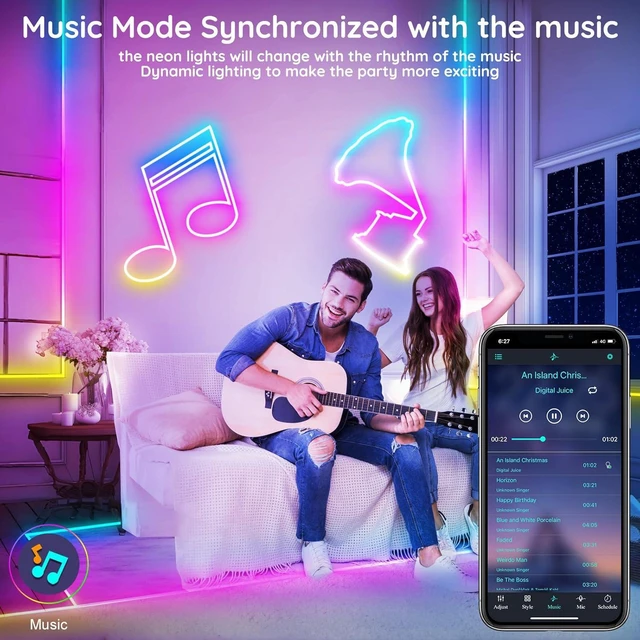 Alt view image 5 of 7 - 200Ft Led Rope Lights Flexible Neon Lights Control with App/Remote Multiple Modes IP65 Outdoor RGB Waterproof Music Sync Gaming Light Strip for Bedroom Decor (200FT)