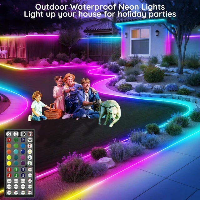 Alt view image 6 of 7 - 200Ft Led Rope Lights Flexible Neon Lights Control with App/Remote Multiple Modes IP65 Outdoor RGB Waterproof Music Sync Gaming Light Strip for Bedroom Decor (200FT)