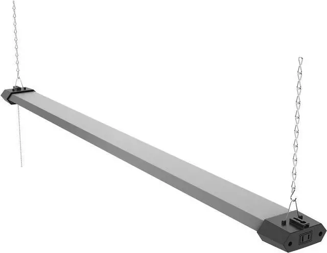 Alt view image 4 of 4 - 4FT 50W LED Shop Light Linkable with Hexagon Shade Reflector Cover Daylight White 5000K Pull Chain Plug in Workshop Fixture for Garage Basement