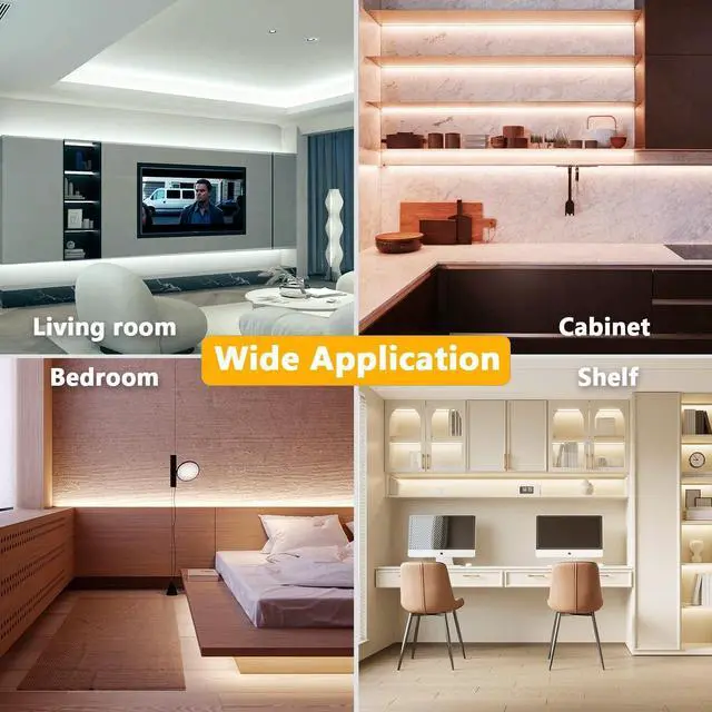 Alt view image 7 of 7 - COB LED Strip Lights Tunable White(2700K-6500K) COB LED Lights with 3040 LEDs 24V Adapter RF Remote Dimmable High Density Uniform LED Strip for Bedroom Kitchen Cabinet CRI90+ 16.4ft