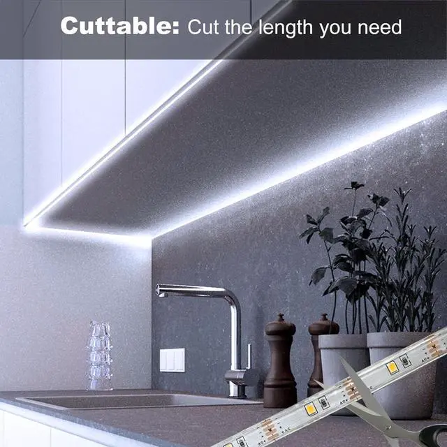 Alt view image 4 of 7 - 150 LED Strip Lights Battery Operated 16.4Ft Waterproof Strip Lights | Cuttable Battery Strip Lights with Remote Timer Dimmable for Indoor Outdoor Bedroom Cabinet Boat Decor Cool White