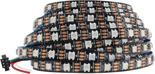 Main image of 16.4FT WS2812B 5V LED Strip Lights 300 Individual Addressable RGB IC 5050SMD LEDs - Flexible Black PCB IP30 - 60LEDs/m MagicRGB Dream Color for DIY Chasing Color Project (No Power Supply & Controller)