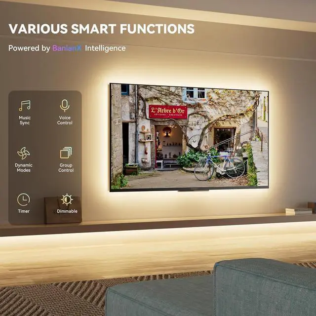 Alt view image 2 of 7 - LED Strip Warm White 20ft/6.1m Smart LED Strip Light Kit Compatible with Alexa/Google Assistant Dimmable 24V 3000K COB LED Strip Light for Bedroom Kitchen Cabinet Mirror Sunroom