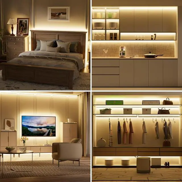 Alt view image 7 of 7 - LED Strip Warm White 20ft/6.1m Smart LED Strip Light Kit Compatible with Alexa/Google Assistant Dimmable 24V 3000K COB LED Strip Light for Bedroom Kitchen Cabinet Mirror Sunroom