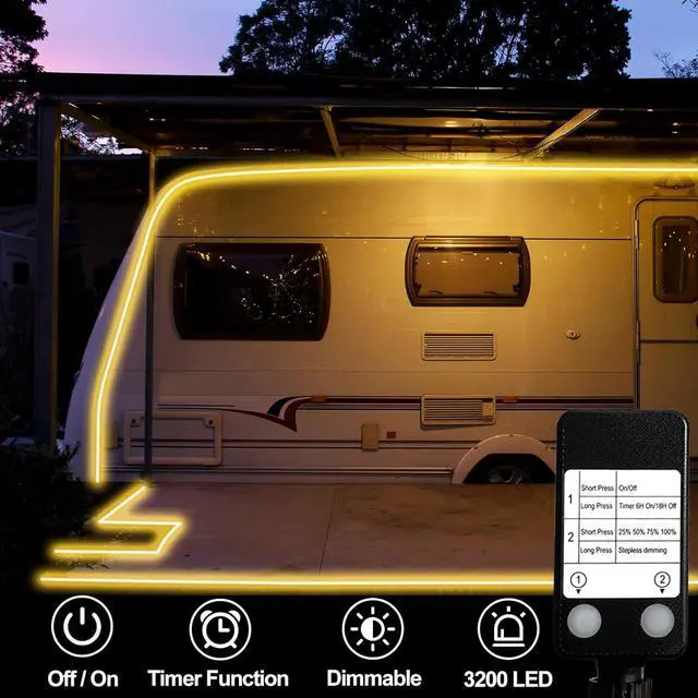 Alt view image 2 of 7 - 32.8Ft COB LED Strip Lights Outdoor Waterproof 3200 LED Strip Light PVC Casing Tape Light Flexible with Self-Adhesive Timer Dimmable for House Garden Camping DIY Lighting (Warm White)
