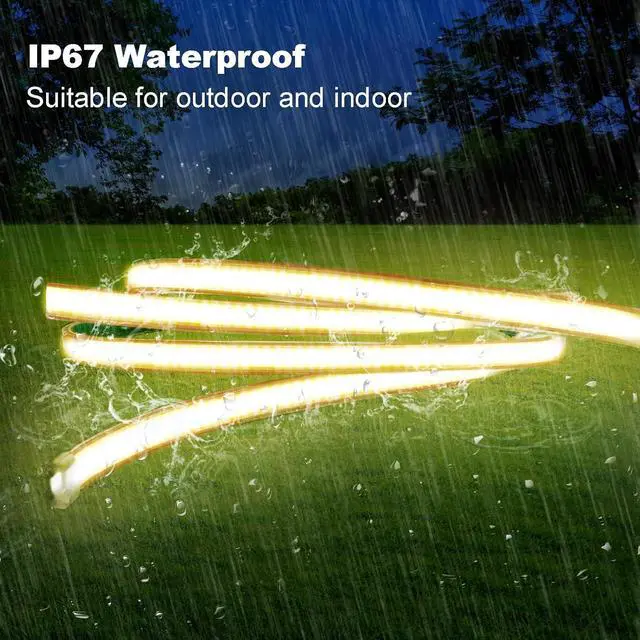 Alt view image 4 of 7 - 32.8Ft COB LED Strip Lights Outdoor Waterproof 3200 LED Strip Light PVC Casing Tape Light Flexible with Self-Adhesive Timer Dimmable for House Garden Camping DIY Lighting (Warm White)