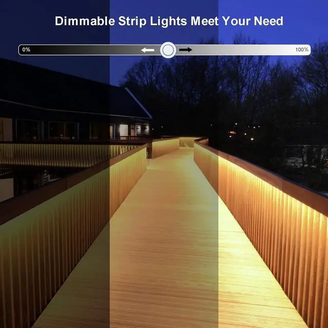 Alt view image 6 of 7 - 32.8Ft COB LED Strip Lights Outdoor Waterproof 3200 LED Strip Light PVC Casing Tape Light Flexible with Self-Adhesive Timer Dimmable for House Garden Camping DIY Lighting (Warm White)