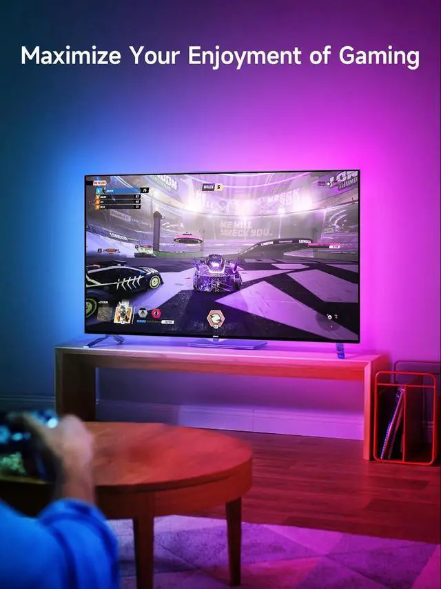 Alt view image 4 of 6 - LED Lights for TV 16.4ft TV LED Backlight for 45-75in RGB TV Backlight Behind Strip with Music Sync Bluetooth APP and Remote Control Strip Lights USB Powered for Bedroom Gaming