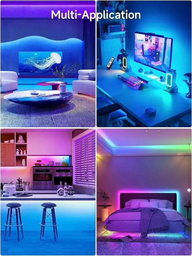 Alt view image 6 of 6 - LED Lights for TV 16.4ft TV LED Backlight for 45-75in RGB TV Backlight Behind Strip with Music Sync Bluetooth APP and Remote Control Strip Lights USB Powered for Bedroom Gaming