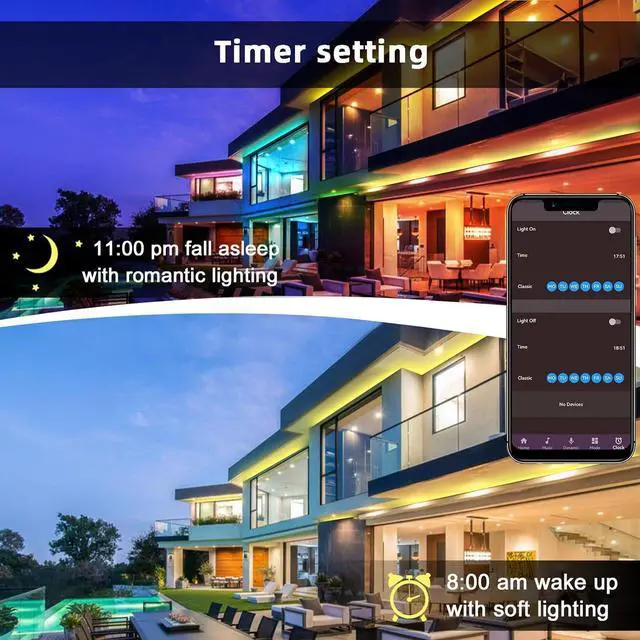 Alt view image 3 of 6 - Outdoor LED Strip Lights 100FT RGB Color Changing Indoor/Outdoor Waterproof Strip Lights with Remote Control and APP Music Sync for Home and Garden