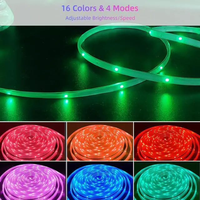 Alt view image 5 of 6 - Outdoor LED Strip Lights 100FT RGB Color Changing Indoor/Outdoor Waterproof Strip Lights with Remote Control and APP Music Sync for Home and Garden