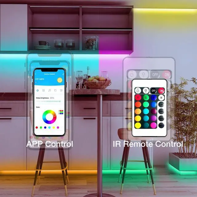 Alt view image 3 of 5 - Smart RGB Led Strip Lights 50ft Led Lights for Bedroom with App Control Multicolor Changing Led Light Strips Apply for Home Decor Living Room Kitchen Home Party Decoration 12V