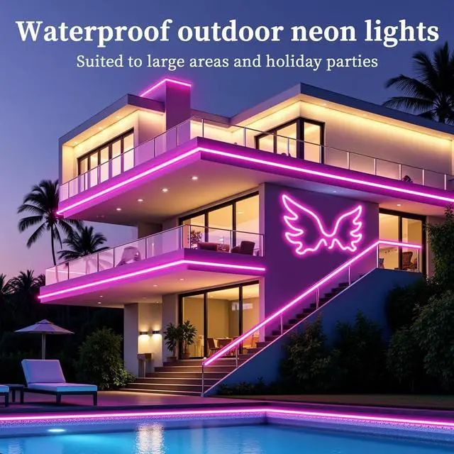Alt view image 2 of 6 - Neon Rope Lights 32.8Ft RGB LED Strip Lights - App & Remote Control Music Sync IP67 Waterproof Flexible Cuttable Neon Lights for Bedroom Gaming Party Outdoor Decor Multiple Modes