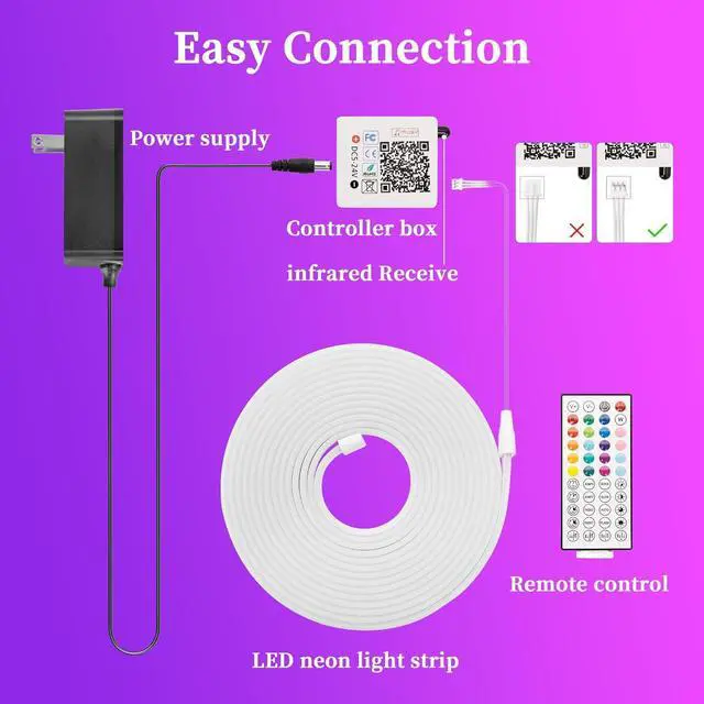 Alt view image 5 of 6 - Neon Rope Lights 32.8Ft RGB LED Strip Lights - App & Remote Control Music Sync IP67 Waterproof Flexible Cuttable Neon Lights for Bedroom Gaming Party Outdoor Decor Multiple Modes