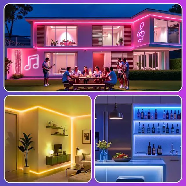 Alt view image 6 of 6 - Neon Rope Lights 32.8Ft RGB LED Strip Lights - App & Remote Control Music Sync IP67 Waterproof Flexible Cuttable Neon Lights for Bedroom Gaming Party Outdoor Decor Multiple Modes