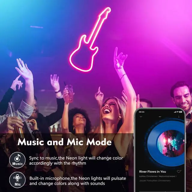 Alt view image 5 of 7 - 20Ft Neon Rope Lights Flexible Led Rope Lights Control with App/Remote Multiple Modes Rope Lights IP67 Outdoor Waterproof Music Sync Light Strip for Bedroom