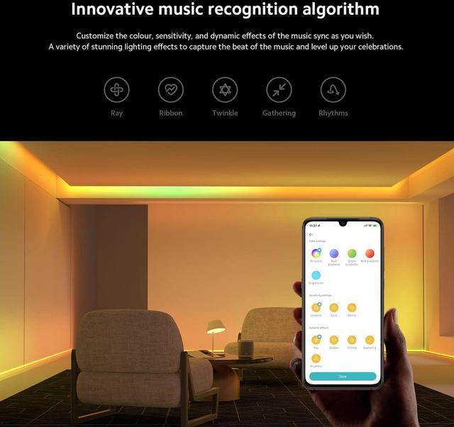 Alt view image 3 of 7 - Smart Lightstrip (2m/6.6ft) Compatible with Alexa Google Assistant Apple Homekit Home App WiFi Compatible Music sync | Dynamic Ambient Lighting | Custom dimming | Smart-Linking
